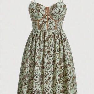 SHEIN Green and White Sweetheart Midi Sundress